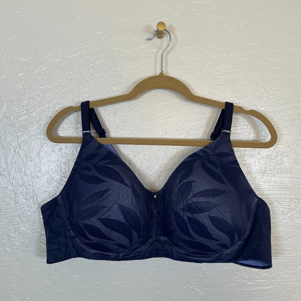 Cacique Women Plus Size 42C Blue Lace Lightly Lined No Wire Bra Full Coverage